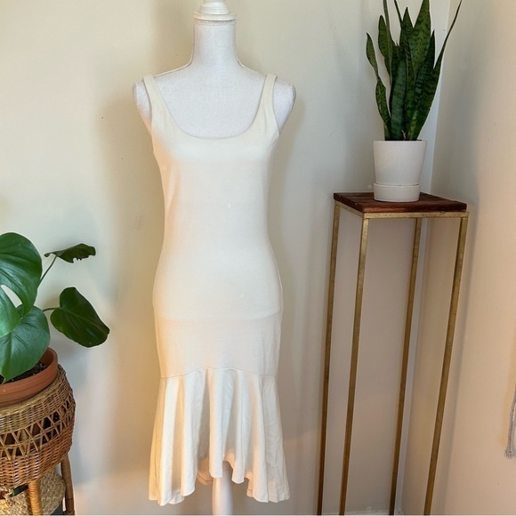 Amanda Uprichard Parker Midi Ruffle Dress in Ivory sz M - Picture 2 of 6